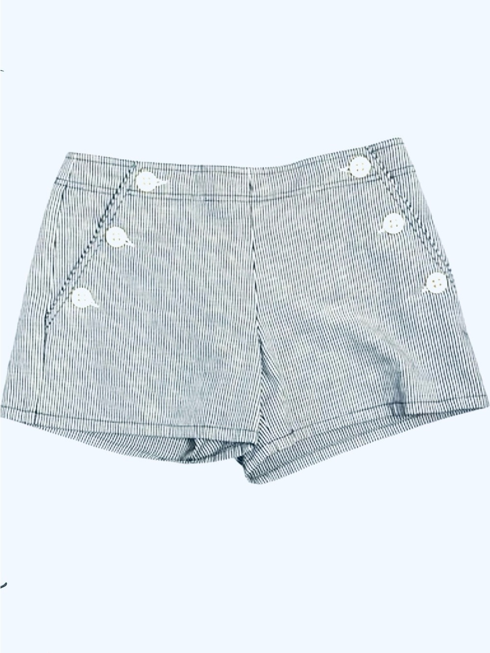 TINA TURK Cotton Woven Striped
Sailor Button Shorts, black and white